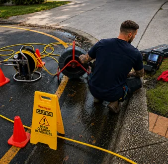 Burst drain pipe being repaired in Merrylands